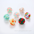 Multi color handmade plush cat toy ball